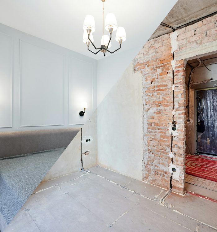 Comparison of bedroom before and after renovation.